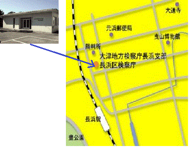 長浜の地図と建物の写真