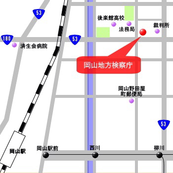 ＪＲ線最寄駅からの地図です。岡山駅から徒歩約15分です。