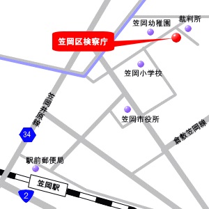 ＪＲ線最寄駅からの地図です。笠岡駅から徒歩約15分