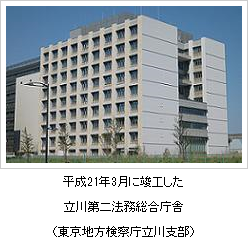 平成２１年３月に竣工した立川第二法務総合庁舎（東京地方検察庁立川支部）の写真