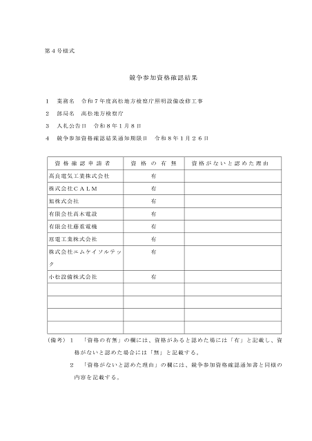 入札公告２建設工事（高松地方検察庁）５