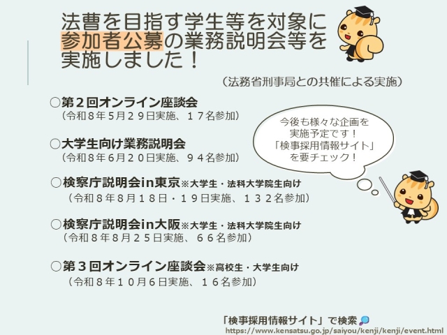 参加者公募の説明会実施について（実績）